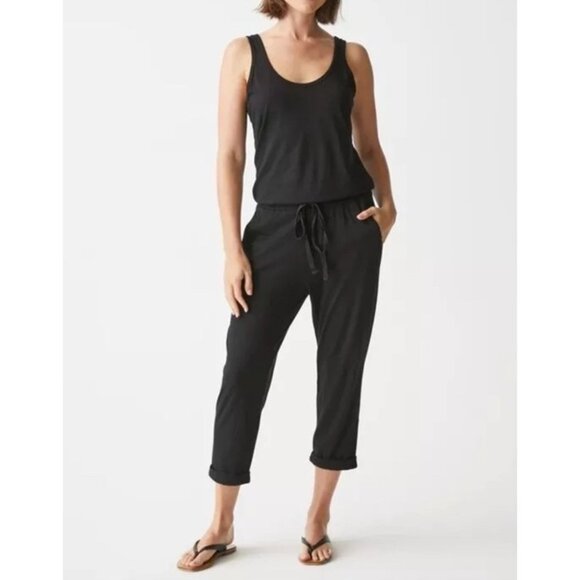 Michael Stars Theo Tank Jumpsuit Black Ankle Crop XLP Minimalist Capsule Summer - Picture 1 of 9